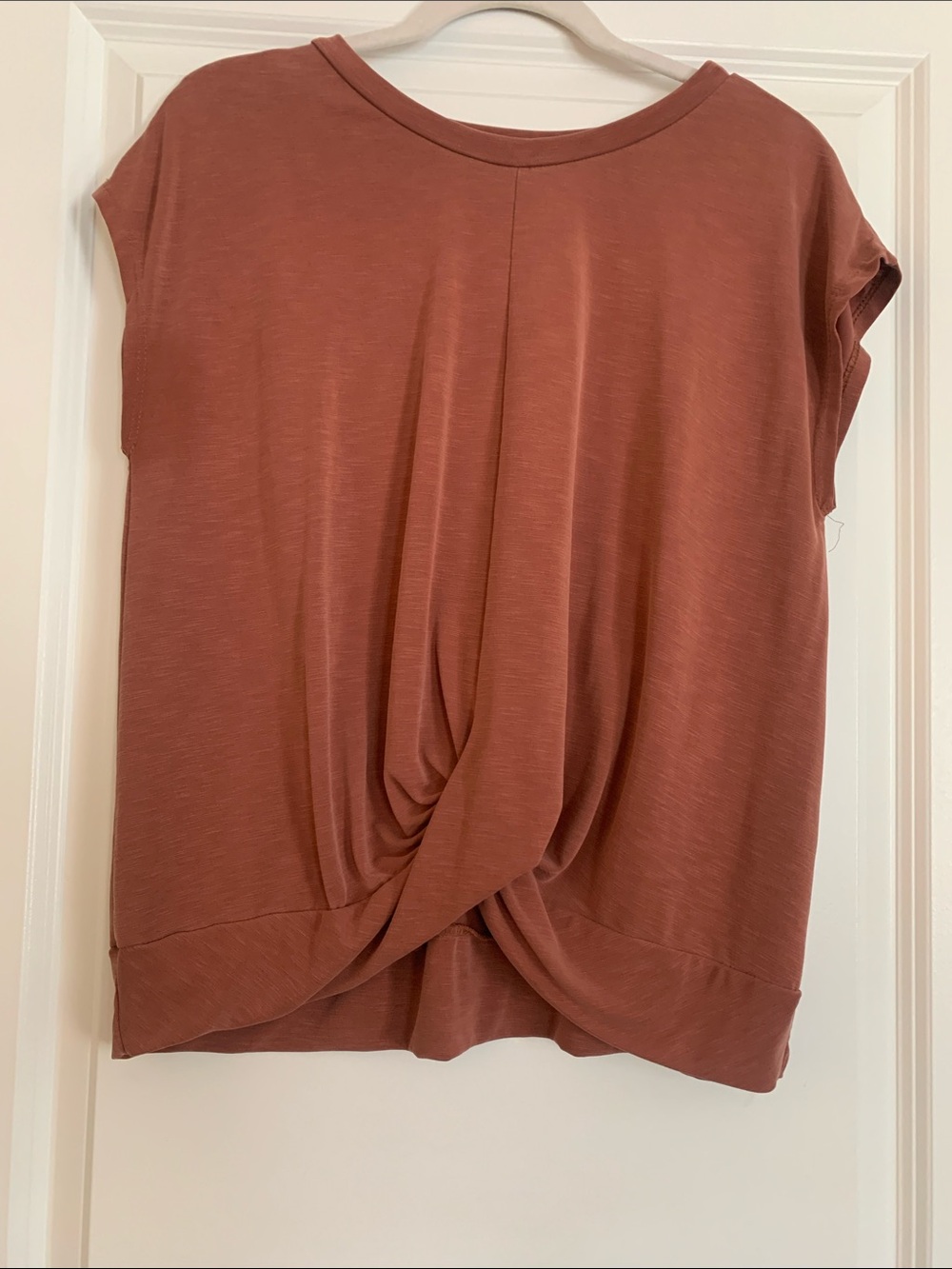 Green Envelope Rust Twist-Front Short Sleeve Tee